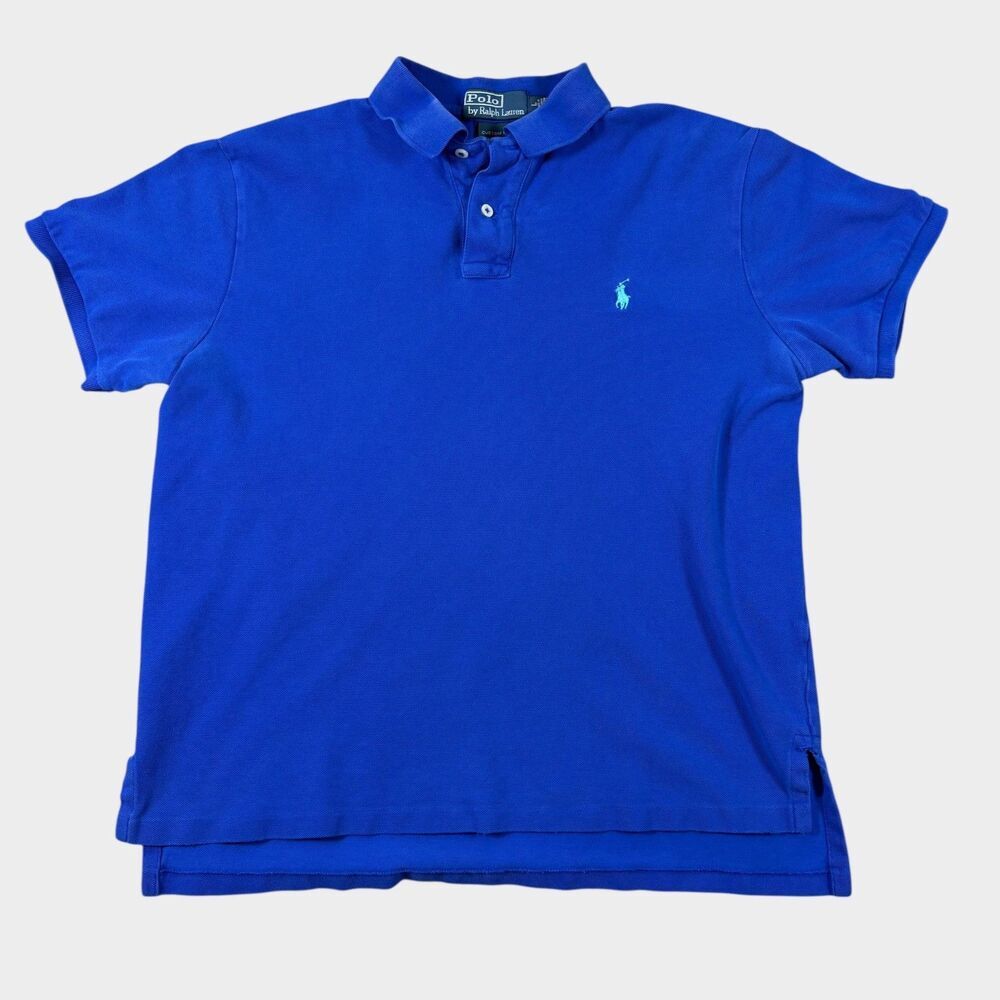 Polo Ralph Lauren Shirt Mens L Blue Custom Fit Short Sleeve Pony Logo Cotton